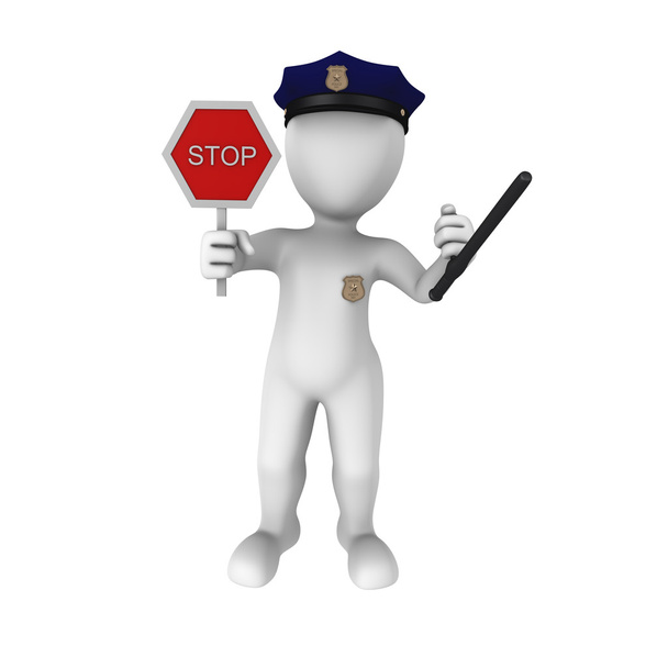 3d policeman shows stop sign - Foto, Imagem