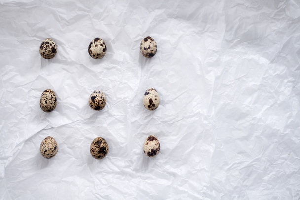 quail eggs flat lay still life with food stylish - Photo, Image