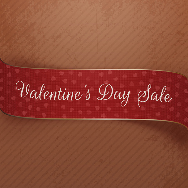 Valentines Day Sale curved red and golden Ribbon - ベクター画像
