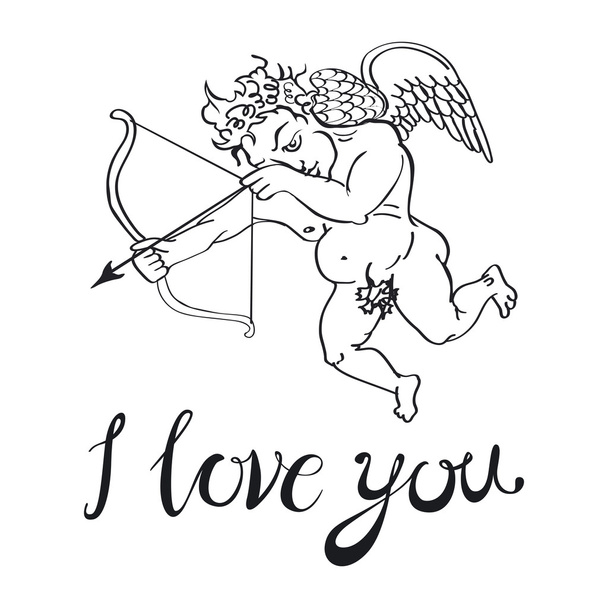 I love you. Vector illustration. angel - Vektör, Görsel