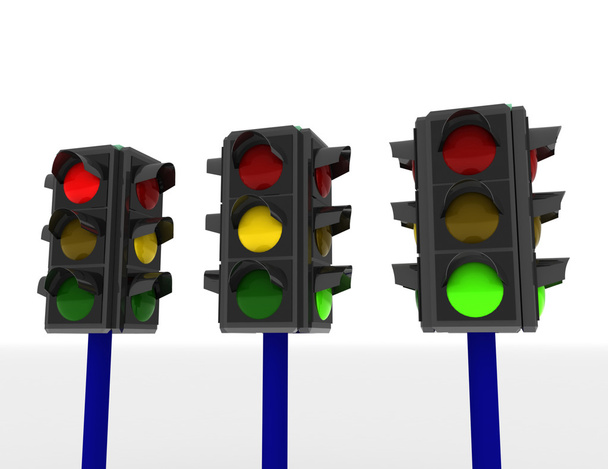 3d traffic lights isolated on white background - Photo, Image