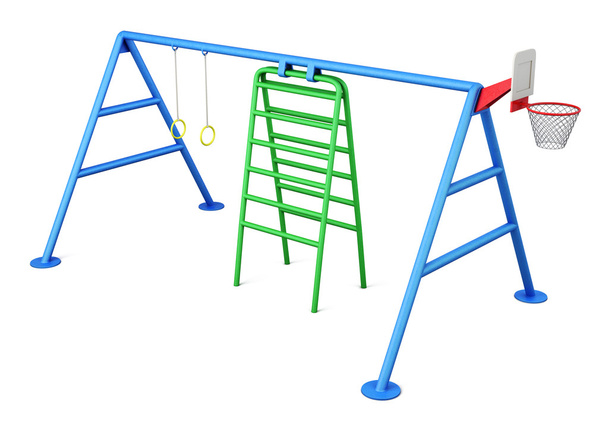 Plac zabaw dla dzieci na białym tle. renderowania 3D - Zdjęcie, obraz
