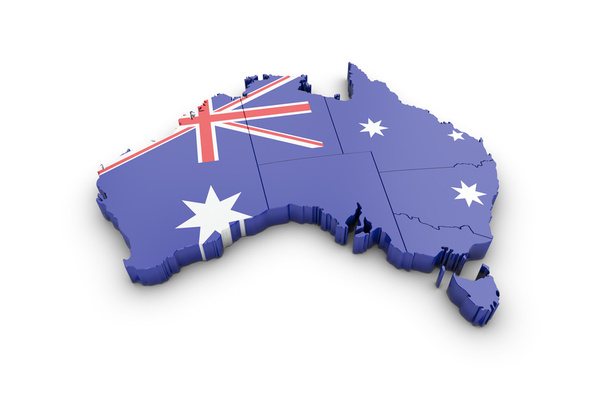 Mapa da Austrália sobre um fundo branco. Imagem contém recorte
  - Foto, Imagem