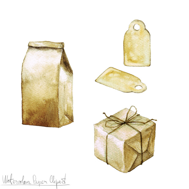 Watercolor Paper Clipart - Packages and Wrappings - Photo, Image