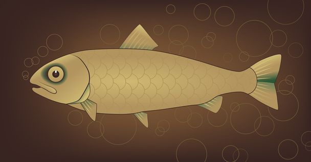 Vector fish with bubbles - Vector, Image