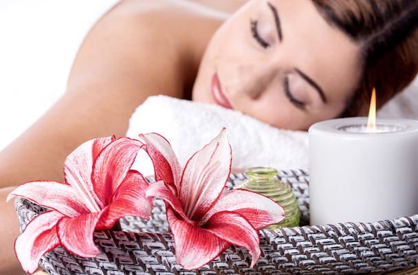 relaxed woman getting spa treatment - Photo, Image