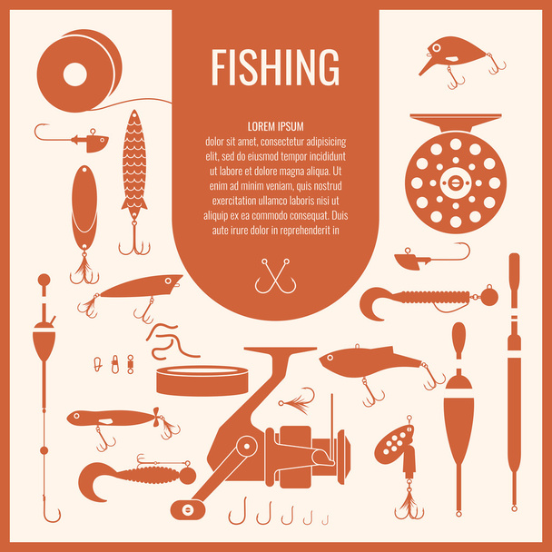 Set. Fishing tackle. - Vector, Image