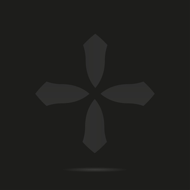 Grey cross on a black background with a shadow - Vector, Image