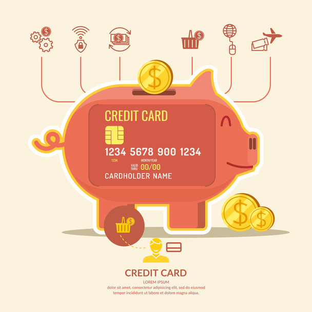Karta kredytowa. Biznesu infografiki - Wektor, obraz
