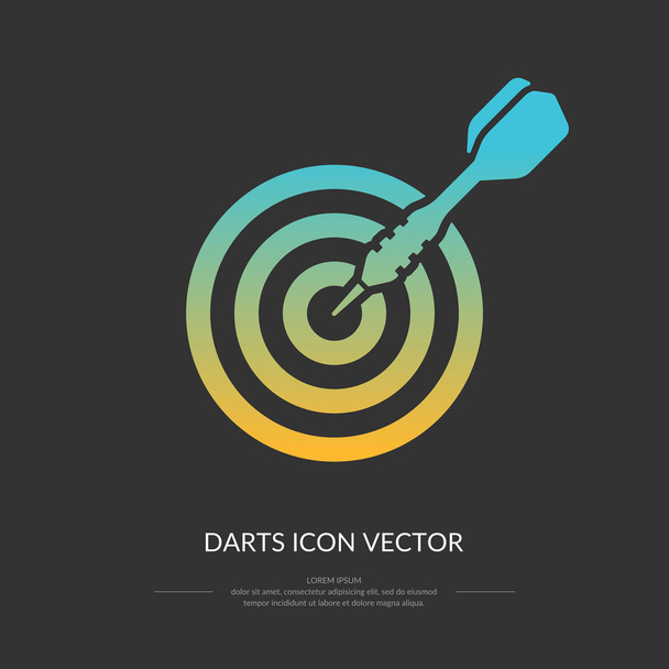 helles Farb-Symbol Darts auf schwarzem Hintergrund - Vektor, Bild