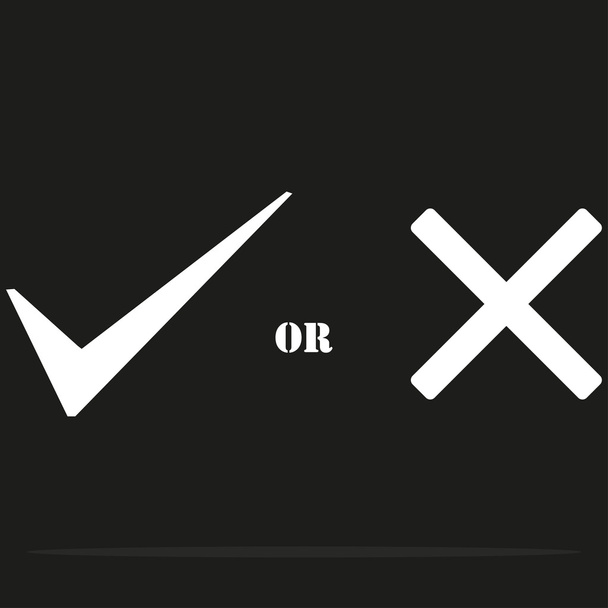 Icon yes or no. A check mark and stop on a black background - Vector, Image