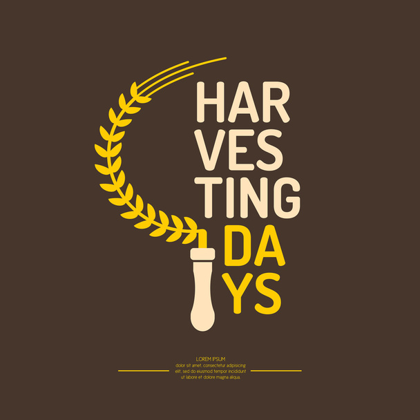 Harvesting days. Element for card, illustration, poster and web design - Vector, Image