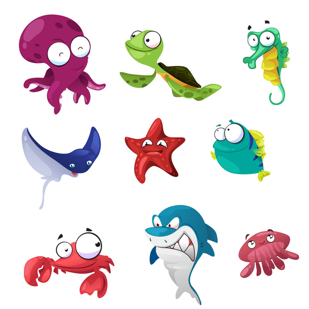 Mořští živočichové ikony - Vektor, obrázek