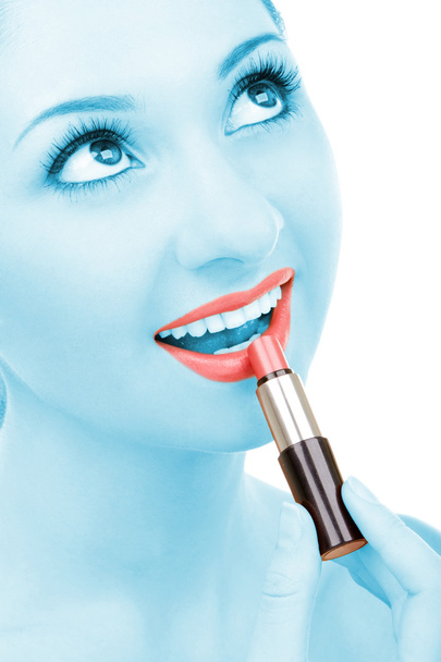 Pretty young woman with lipstick - Valokuva, kuva