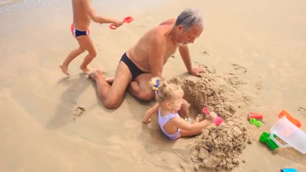 grootvader spelen met jongen en meisje - Video