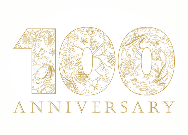 100 anniversary vintage golden numbers. - Vector, Image