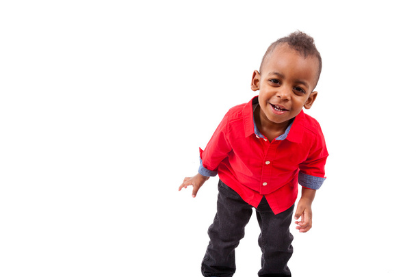 Portrait of a cute african american little boy smiling, isolated - 写真・画像