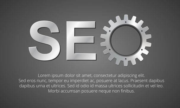 Optimisation SEO. logo avec l'utilisation d'engrenages métalliques 3d. bannière avec une zone pour votre texte
 - Vecteur, image