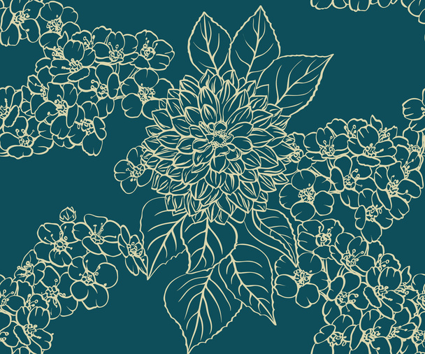 Floral seamless wallpaper - Vector, Image