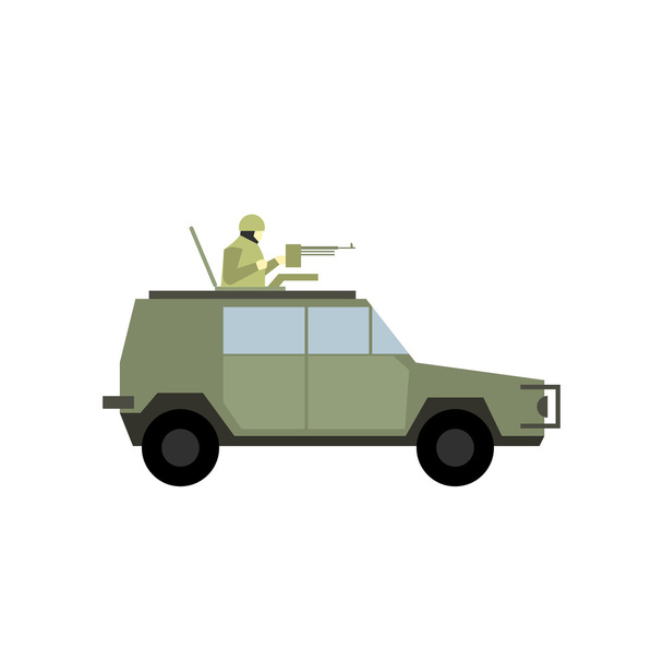 Military war car flat icon - Vektör, Görsel