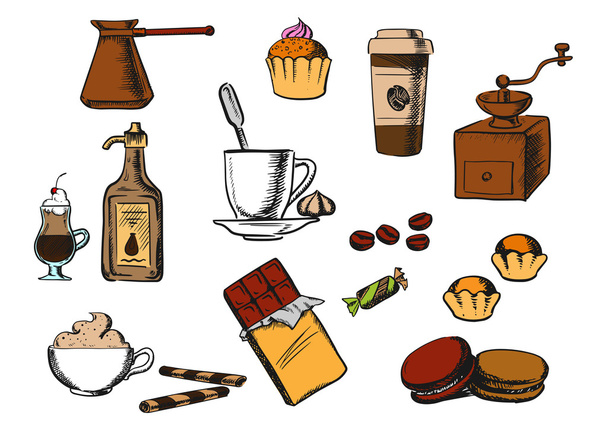 Coffee drinks and dessert icons - ベクター画像
