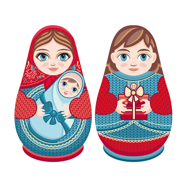 Matryoshka. Russian folk nesting doll. Babushka doll. - Vector, Image