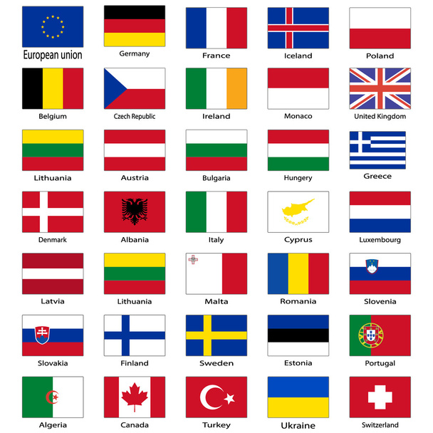 Csoportja, az Európai országok zászlóinak képtára - Vektor, kép