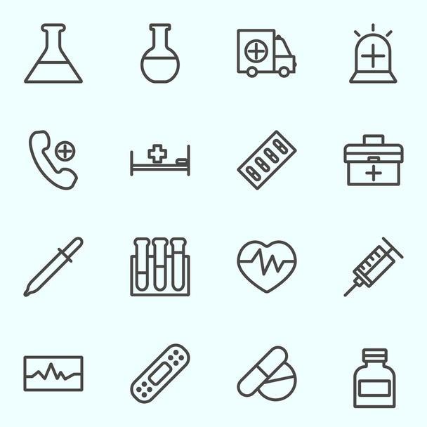 Medizinische Symbole setzen Linien. medizinische Symbols.simple medizinische Umrisse  - Vektor, Bild