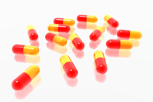 Red and yellow pills - 写真・画像