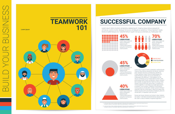 Modèle de couverture de livre de concept de travail d'équipe
 - Vecteur, image