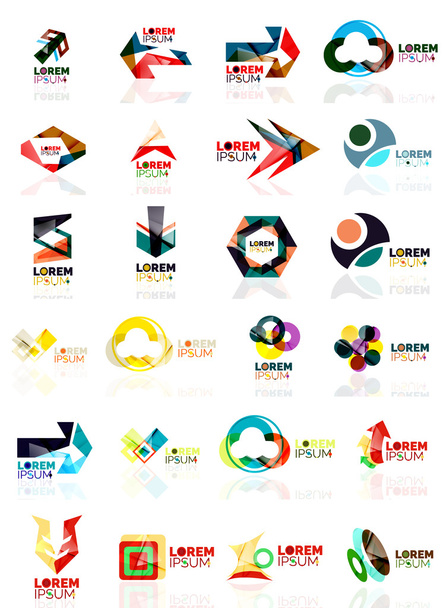 Logo set, abstract geometric business icons, paper style with glossy elements - Vector, Image