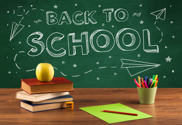 Back to school blackboard and student desk - Fotografie, Obrázek