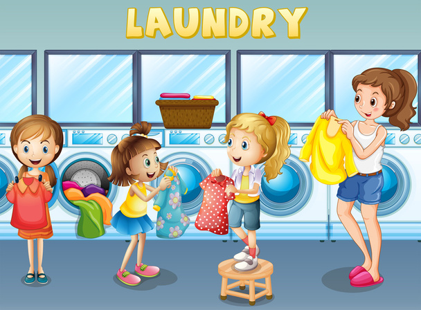 Діти роблять прання разом
 - Вектор, зображення