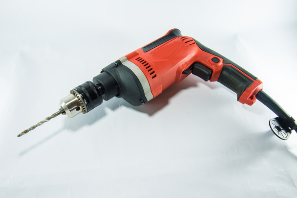 Electric drill on white background. - Photo, Image