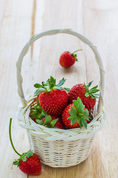 Strawberry in wood basket - Photo, Image