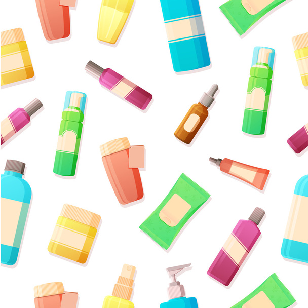 pattern of bottles with cosmetics. - Vector, Image