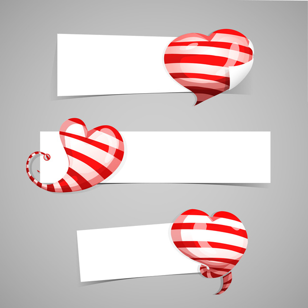 conjunto de corazones de rayas rojas
 - Vector, Imagen