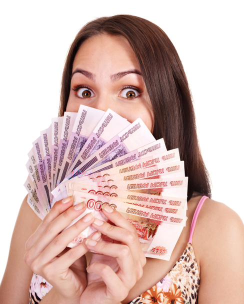 Mulher com dinheiro (rublo russo
). - Foto, Imagem