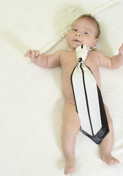 Cute new born baby wearing black and white tie - Photo, Image