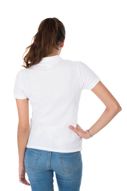 Woman Wearing  White Tshirt - Φωτογραφία, εικόνα