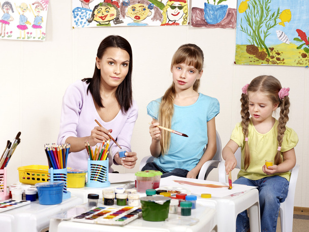 Child painting in preschool. - Photo, Image