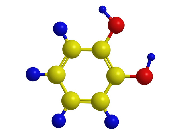 Molecular structure of Catechol (pyrocatechol, vitamin J) - Photo, Image