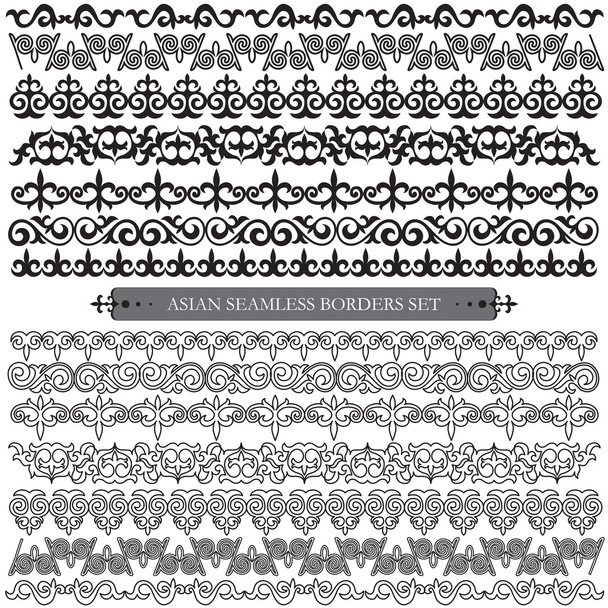 Asiático, conjunto oriental de patrones y ornamentos. Conjunto de sin costura b
 - Vector, imagen