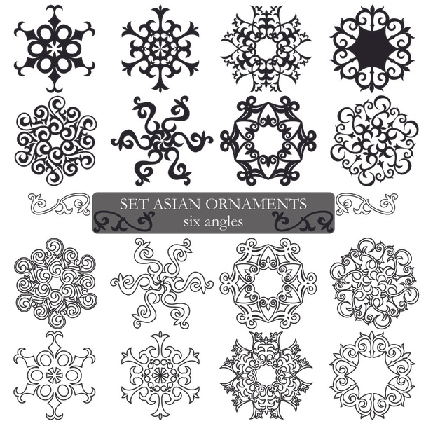 Set of eight beautiful circular patterns. Asian and Oriental pat - Vector, Image
