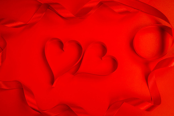 Red heart shape ribbons - Photo, image