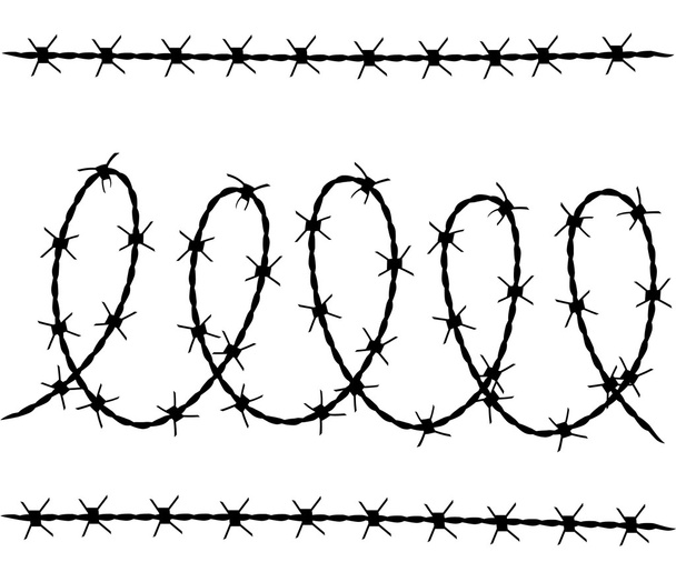 векторный набор силуэтов колючей проволоки
 - Вектор,изображение