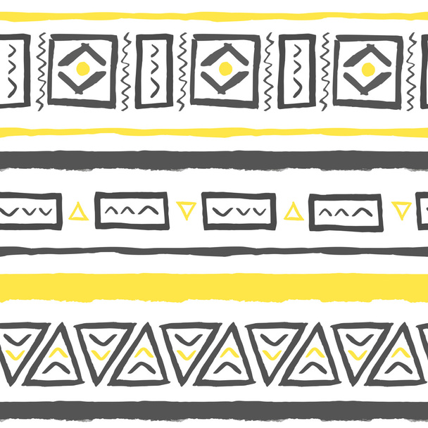 ベクトル手で三角形を持つ部族のパターンを描画. - ベクター画像