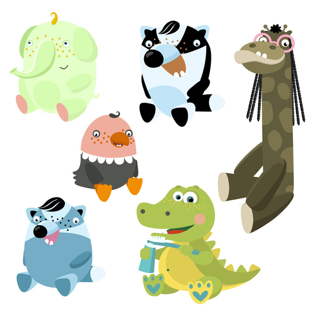 set of funny animals - Vector, Image