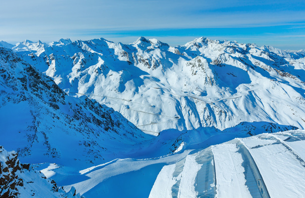 Zimowy krajobraz górski (Austria). - Zdjęcie, obraz