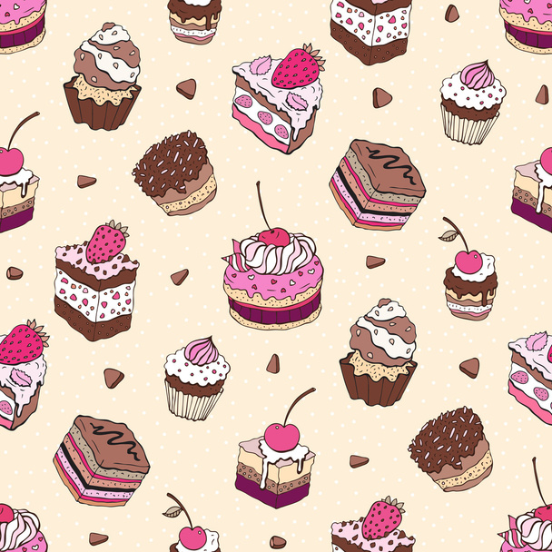 nahtloses Cupcake-Muster - Vektor, Bild